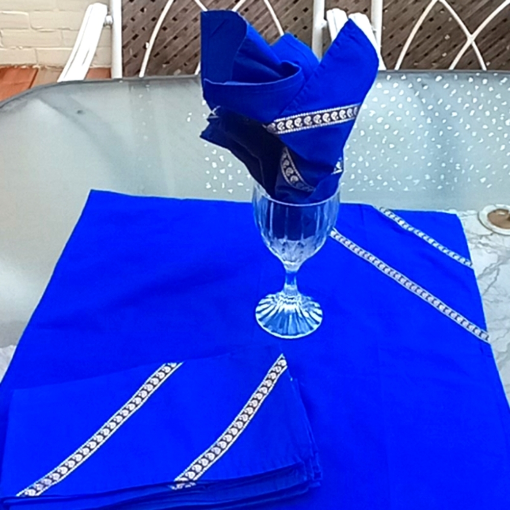Greek Blue Napkin Set For 8